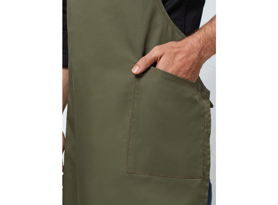 'Barley' Contrast Stitch Sustainable Bib Apron FullGadgets.com