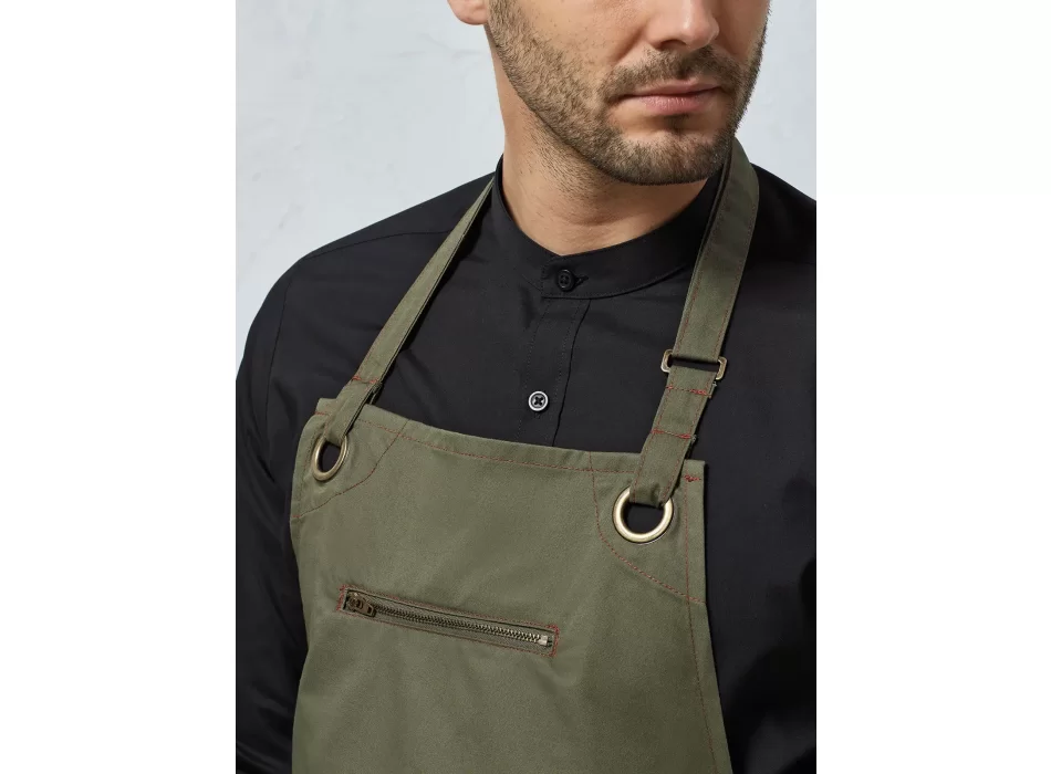 'Barley' Contrast Stitch Sustainable Bib Apron FullGadgets.com