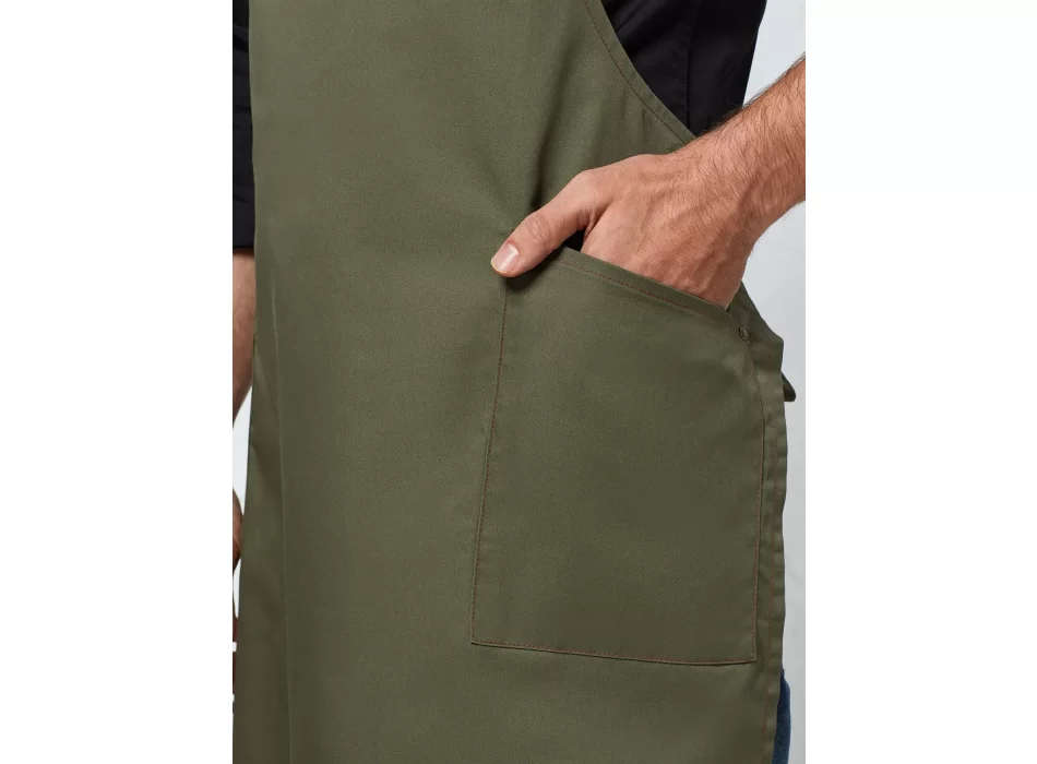 'Barley' Contrast Stitch Sustainable Bib Apron FullGadgets.com