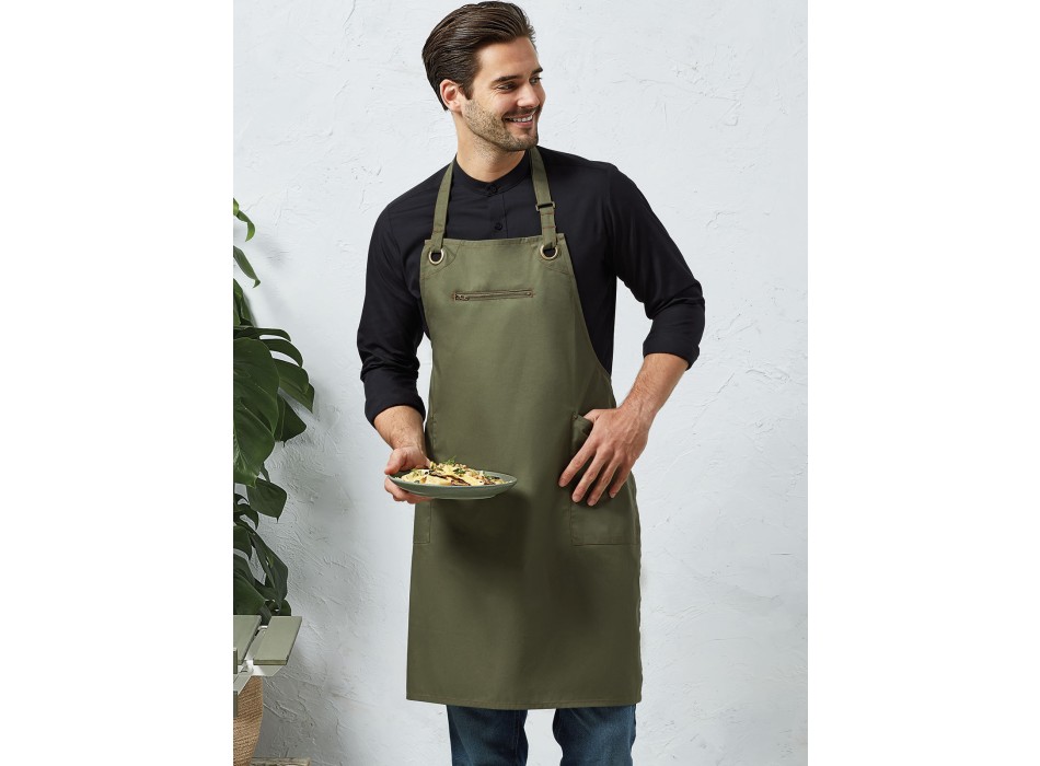 'Barley' Contrast Stitch Sustainable Bib Apron FullGadgets.com