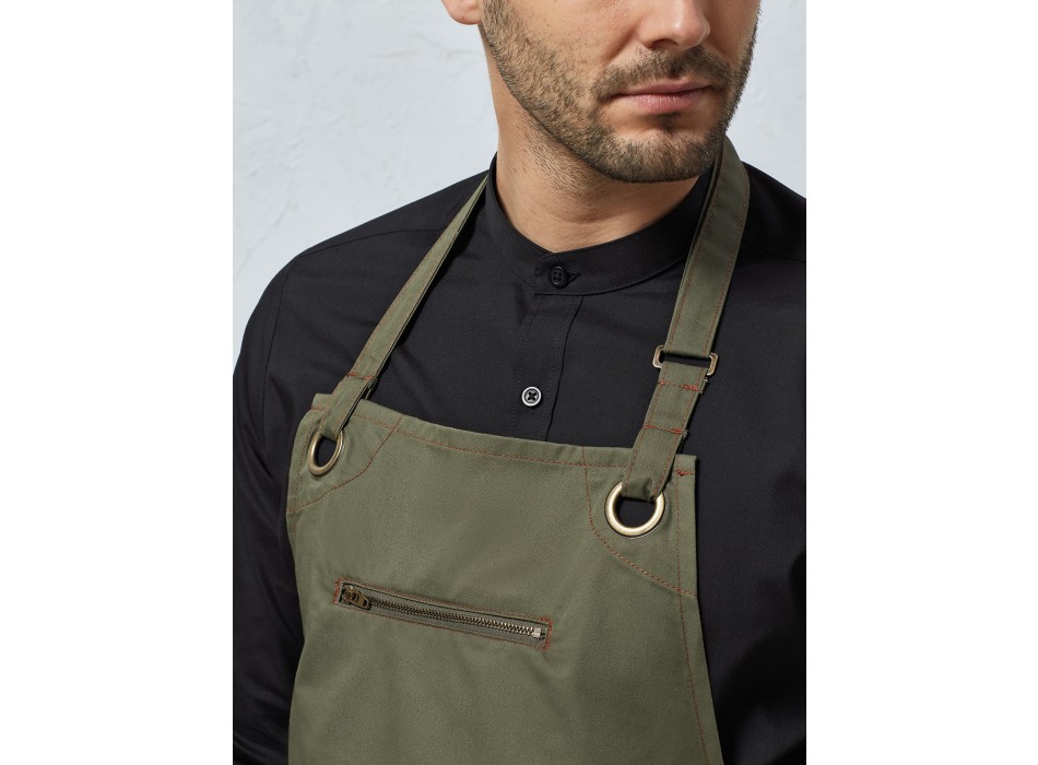 'Barley' Contrast Stitch Sustainable Bib Apron FullGadgets.com