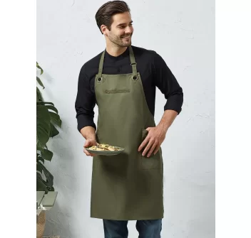 'Barley' Contrast Stitch Sustainable Bib Apron FullGadgets.com