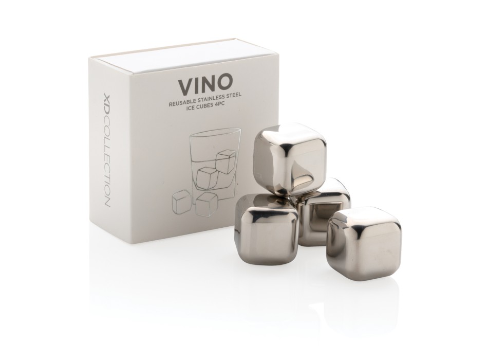 4 cubetti ghiaccio riutilizzabili in acciaio FullGadgets.com