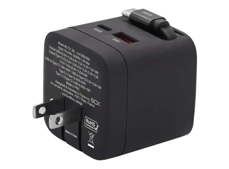 Adattatore da viaggio SCX.design T21 da 65 W FullGadgets.com