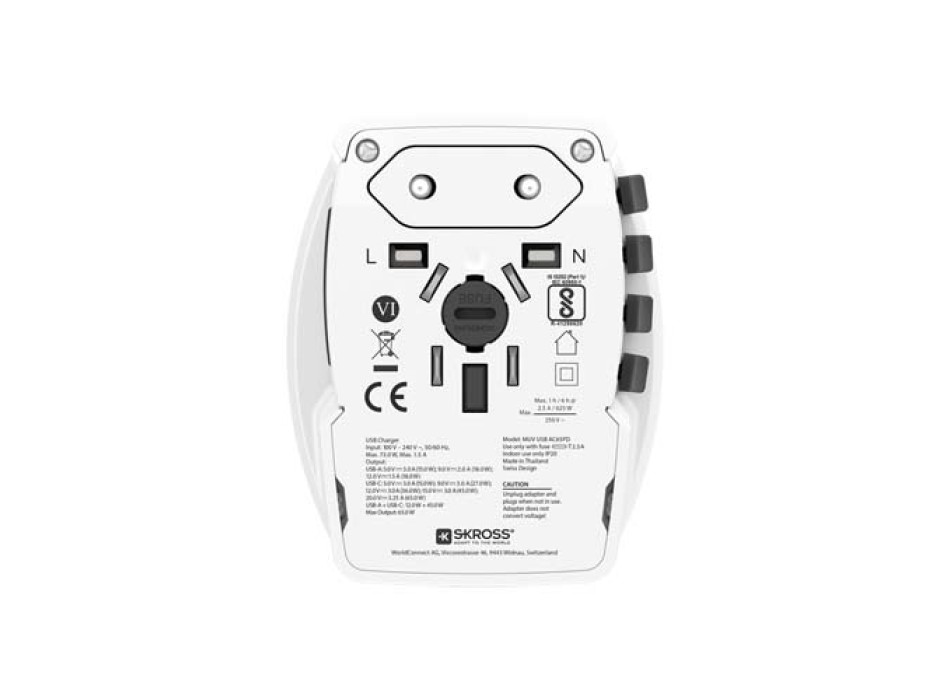 Adattatore universale SKROSS® MUV AC65PD con cavo USB-C  FullGadgets.com