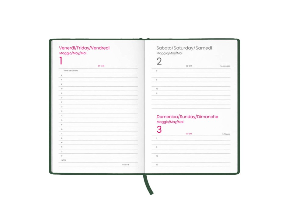 Agenda giornaliera 2027. Copertina rigida in cartoncino laminato opaco. FullGadgets.com