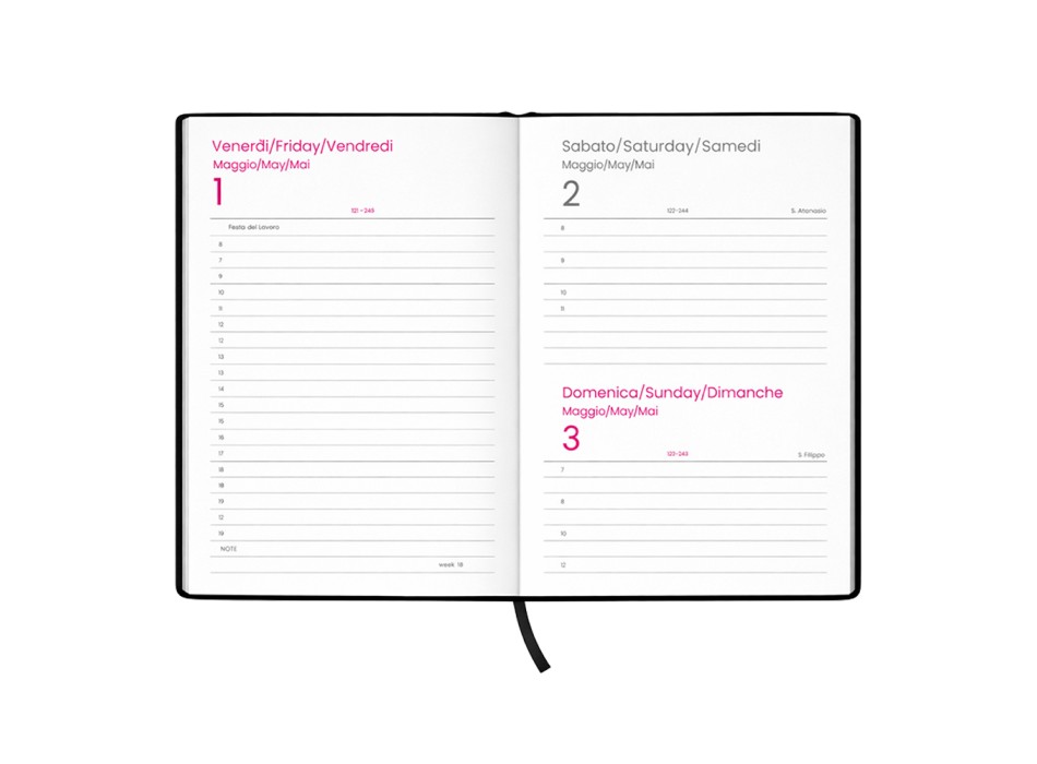 Agenda giornaliera 2027. Copertina rigida in cartoncino laminato opaco. FullGadgets.com