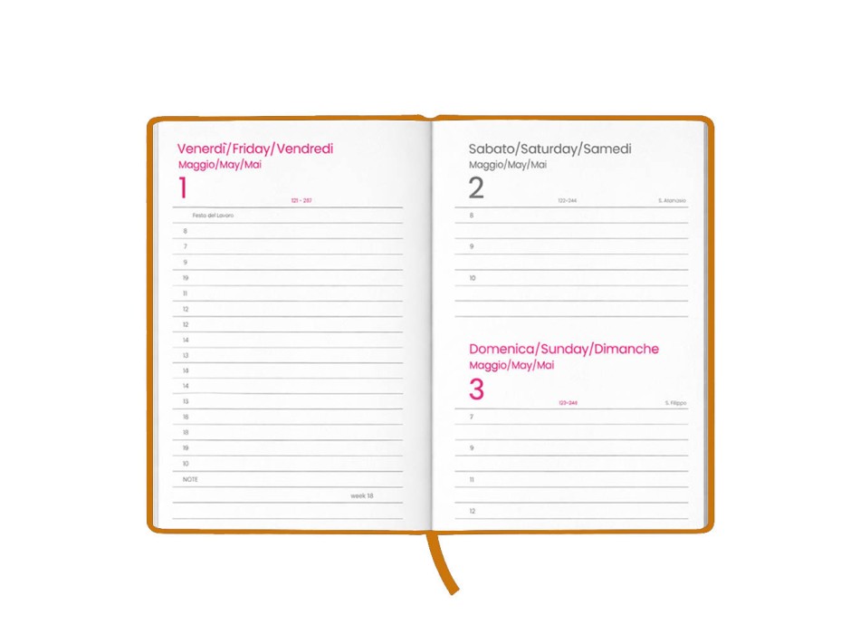 Agenda giornaliera 2027. Copertina rigida in cartoncino laminato opaco. FullGadgets.com