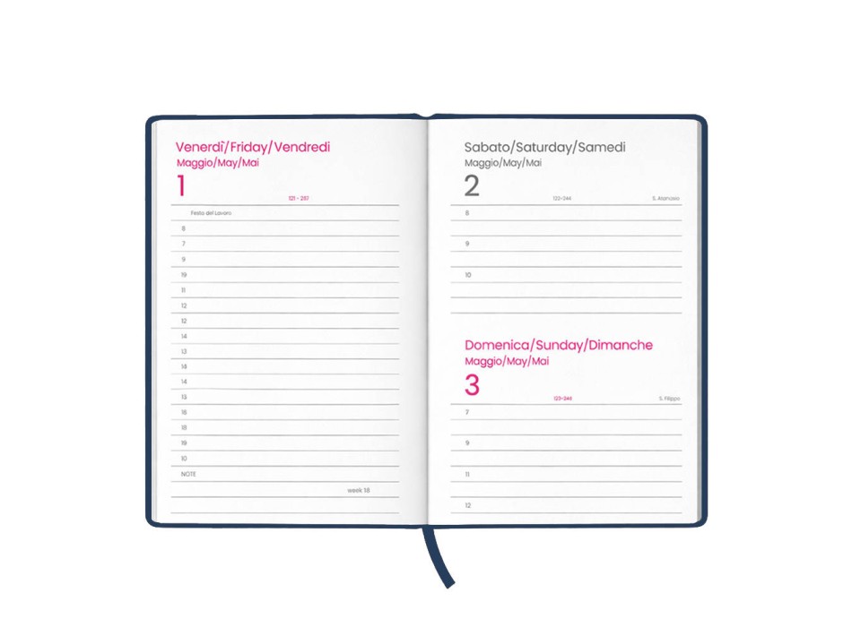 Agenda giornaliera 2027. Copertina rigida in cartoncino laminato opaco. FullGadgets.com