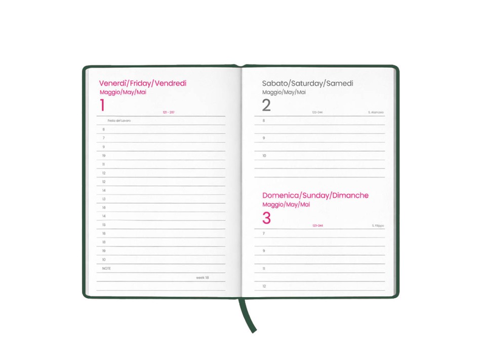 Agenda giornaliera 2027. Copertina rigida in cartoncino laminato opaco. FullGadgets.com