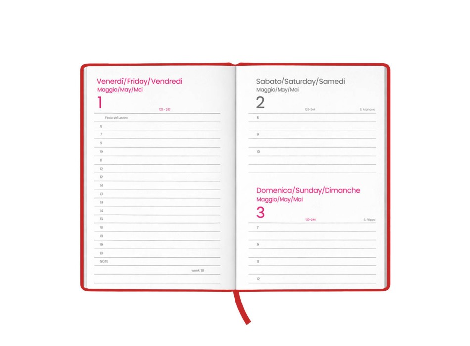 Agenda giornaliera 2027. Copertina rigida in cartoncino laminato opaco. FullGadgets.com