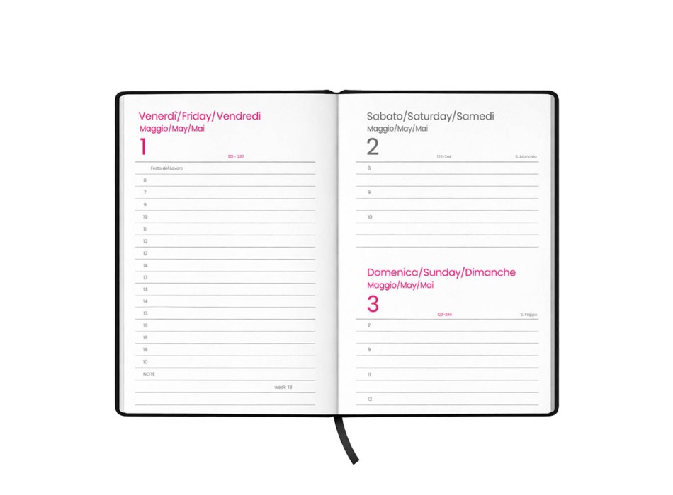 Agenda giornaliera 2027. Copertina rigida in cartoncino laminato opaco. FullGadgets.com