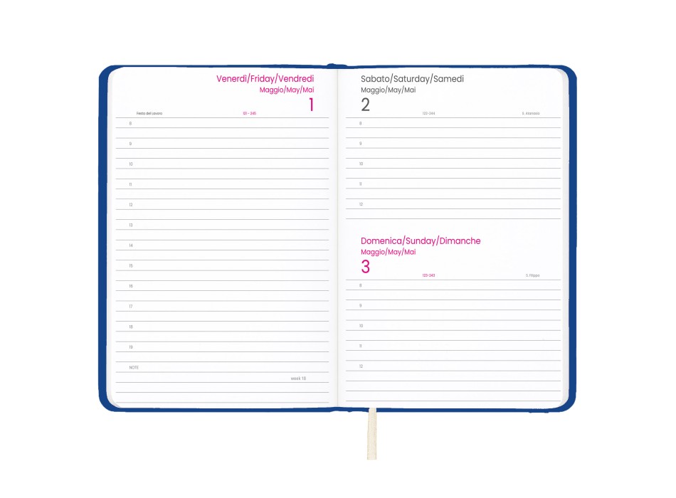 Agenda giornaliera 2027. Copertina rigida in cartoncino laminato opaco. FullGadgets.com