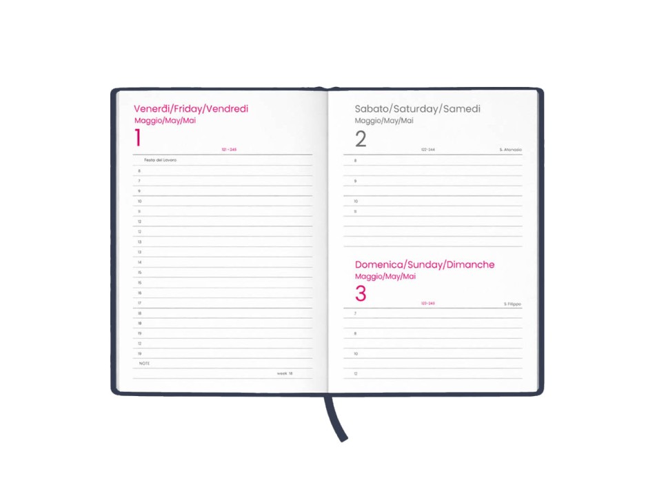 Agenda giornaliera 2027. Copertina rigida in cartoncino laminato opaco. FullGadgets.com