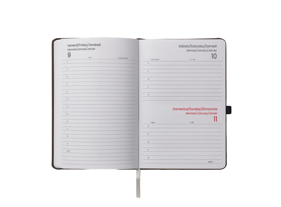 Agenda giornaliera 2027, copertina rigida in PU termovirante con impuntura perimetrale FullGadgets.com