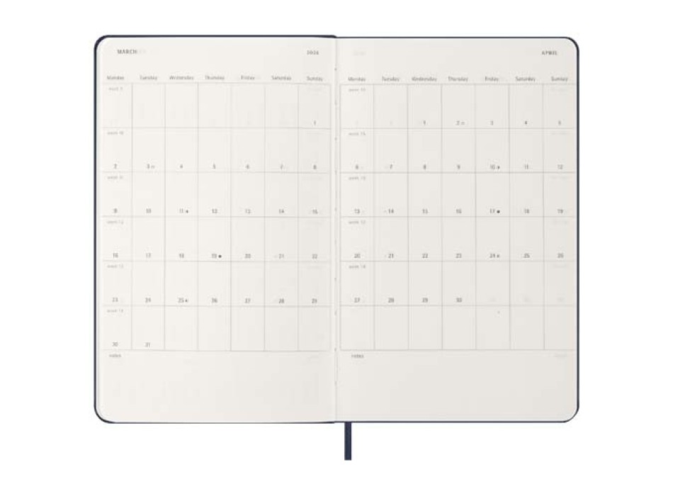 Agenda settimanale 12 mesi formato L con copertina rigida Moleskine FullGadgets.com