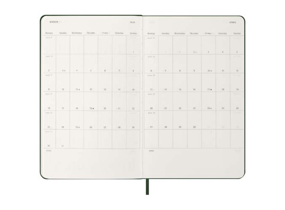 Agenda settimanale 12 mesi formato L con copertina rigida Moleskine FullGadgets.com