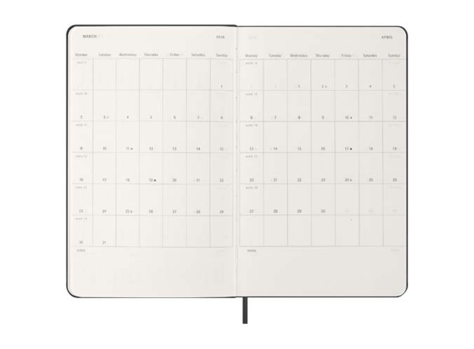 Agenda settimanale 12 mesi formato L con copertina rigida Moleskine FullGadgets.com