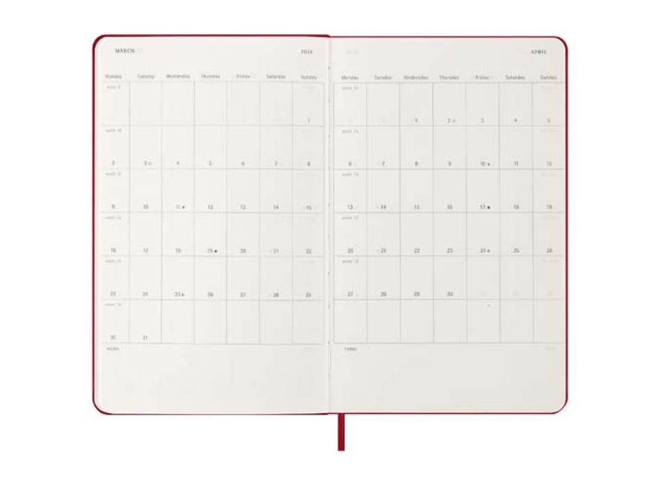 Agenda settimanale 12 mesi formato L con copertina rigida Moleskine FullGadgets.com