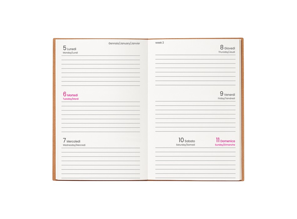 Agenda settimanale 2026 con copertina rigida in cartoncino FullGadgets.com