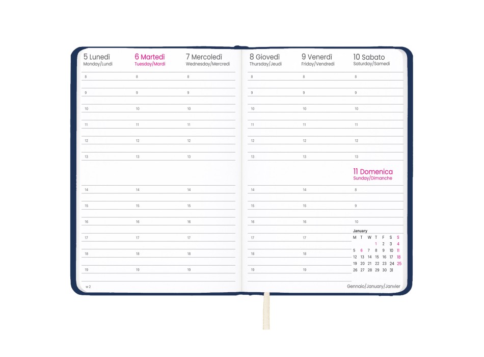 Agenda settimanale 2026 con copertina rigida in PU FullGadgets.com