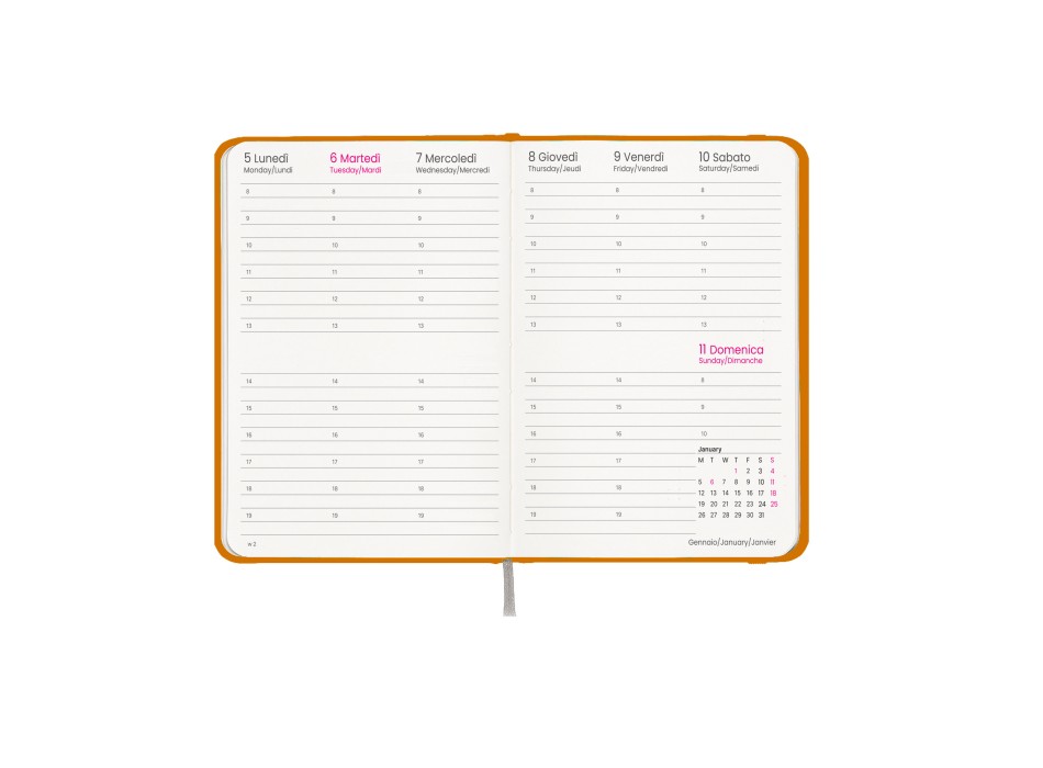 Agenda settimanale 2026, copertina rigida in cartoncino laminato FullGadgets.com