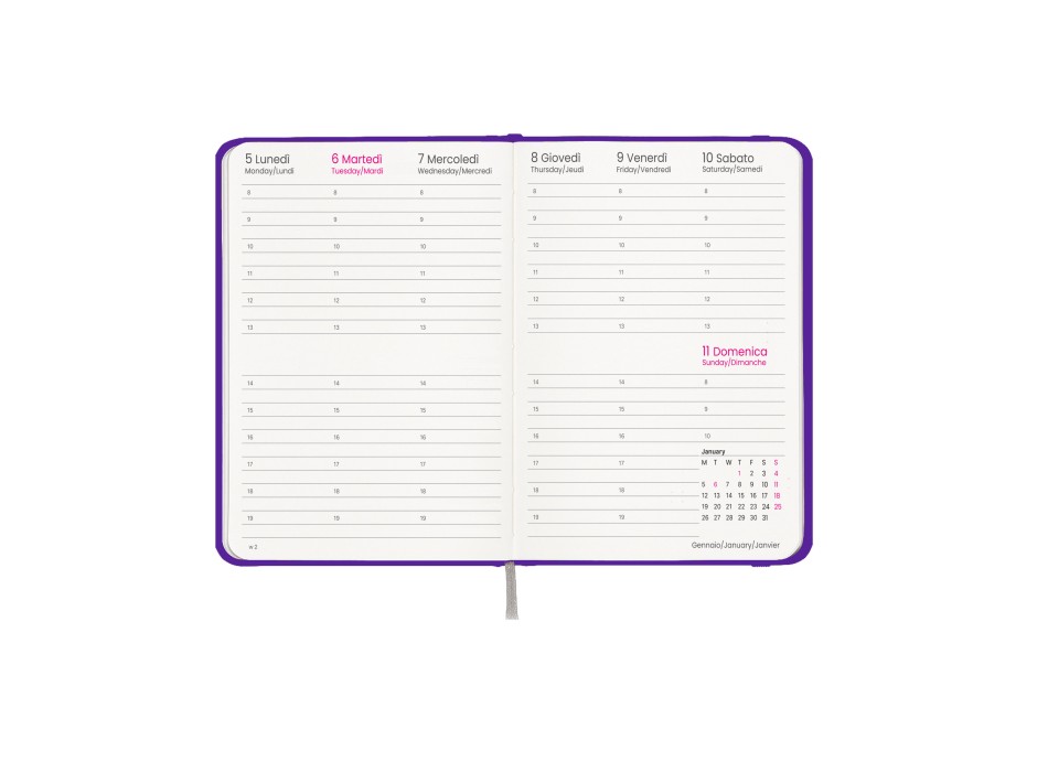 Agenda settimanale 2026, copertina rigida in cartoncino laminato FullGadgets.com