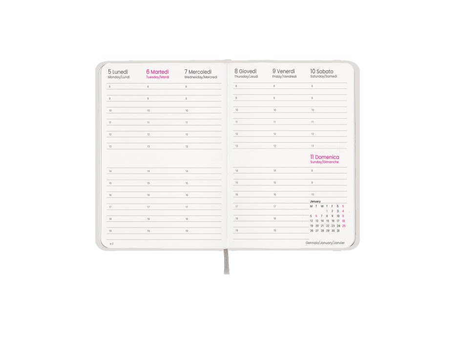 Agenda settimanale 2026, copertina rigida in cartoncino laminato FullGadgets.com