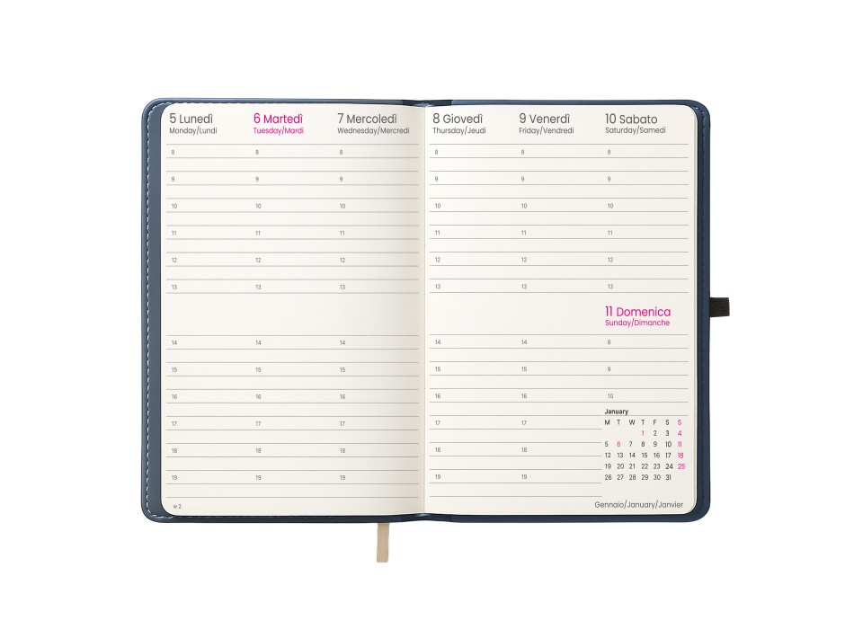 Agenda settimanale 2026, copertina rigida in PU termovirante con impuntura perimetrale FullGadgets.com