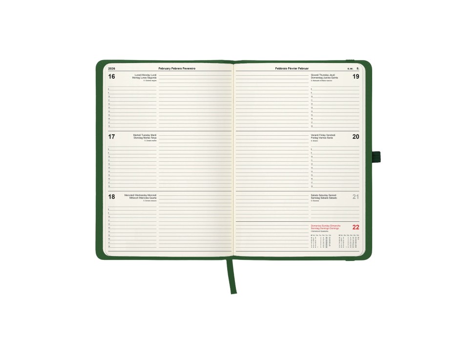 Agenda settimanale 2026, copertina rigida in PU termovirante con impuntura perimetrale FullGadgets.com