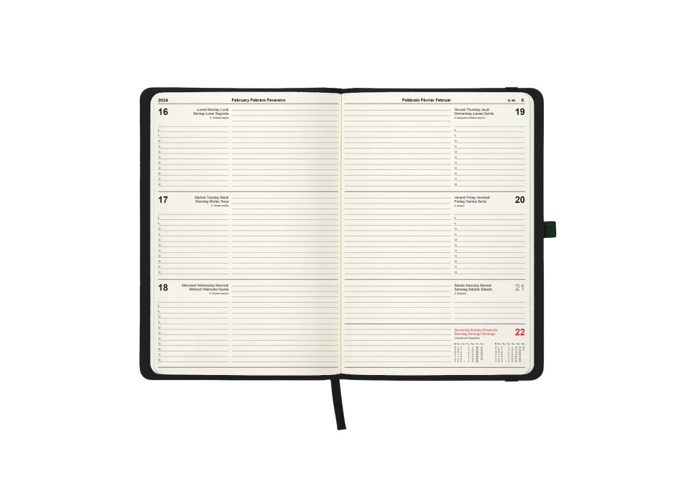 Agenda settimanale 2026, copertina rigida in PU termovirante con impuntura perimetrale FullGadgets.com