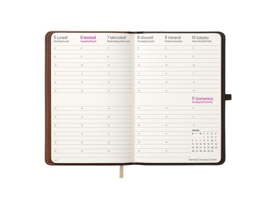 Agenda settimanale 2026, copertina rigida in PU termovirante con impuntura perimetrale FullGadgets.com