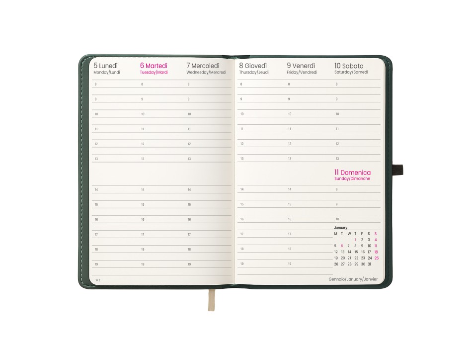 Agenda settimanale 2026, copertina rigida in PU termovirante con impuntura perimetrale FullGadgets.com