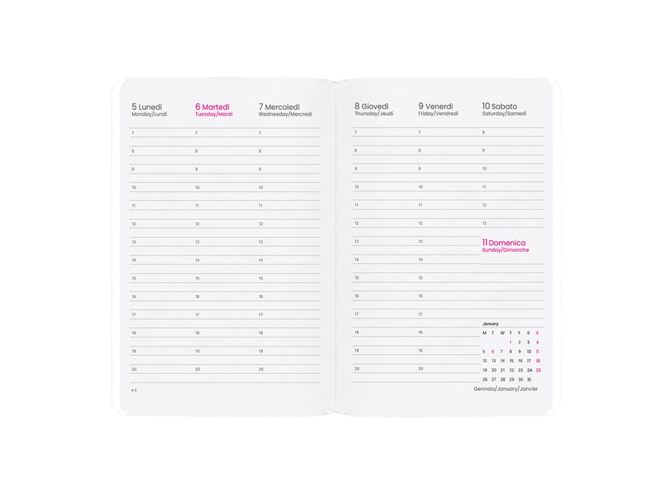 Agenda settimanale 2027. Copertina flessibile in soft PU e bordo pagine colorato FullGadgets.com