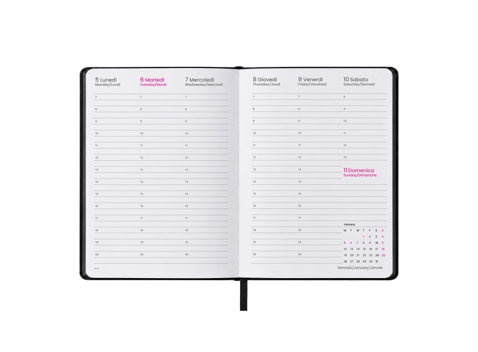 Agenda settimanale 2027. Copertina rigida in termo PU e bordo pagine colorato FullGadgets.com