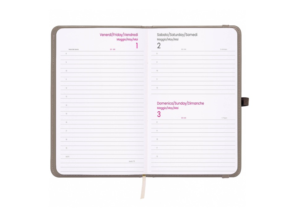 Agenda tascabile giornaliera 2026, copertina rigida in PU termovirante con impuntura FullGadgets.com