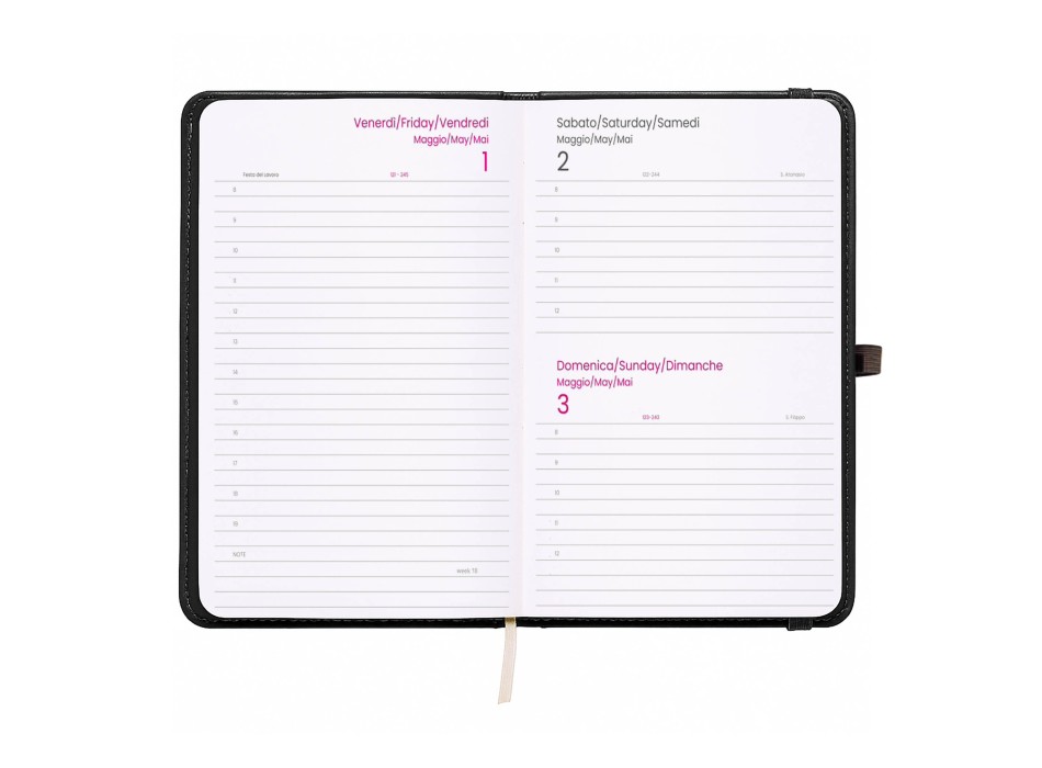 Agenda tascabile giornaliera 2026, copertina rigida in PU termovirante con impuntura FullGadgets.com