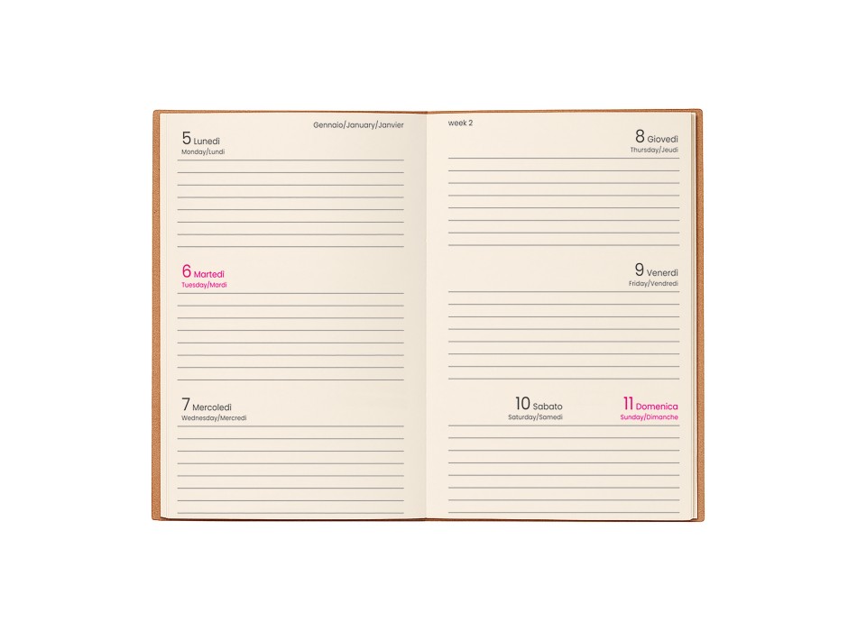 Agenda tascabile settimanale 2026 con copertina flessibile in cartoncino FullGadgets.com
