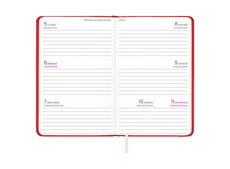 Agenda tascabile settimanale 2026 con copertina rigida in PU FullGadgets.com