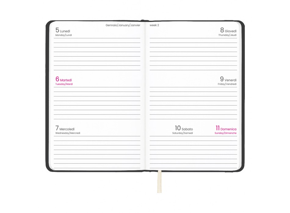 Agenda tascabile settimanale 2026 con copertina rigida in PU FullGadgets.com