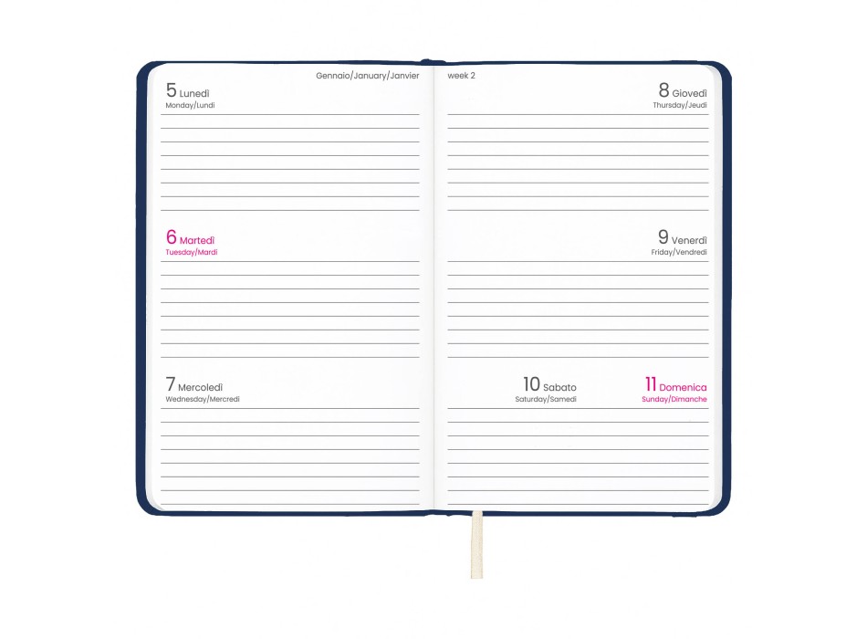 Agenda tascabile settimanale 2026 con copertina rigida in PU FullGadgets.com
