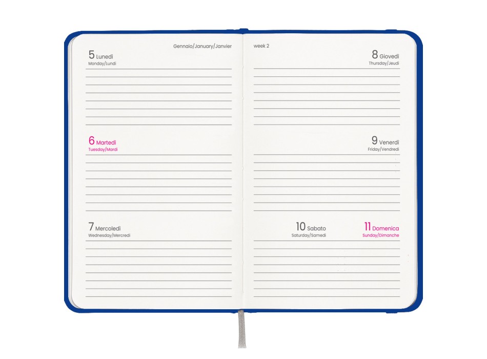 Agenda tascabile settimanale 2026, copertina rigida in cartoncino laminato FullGadgets.com