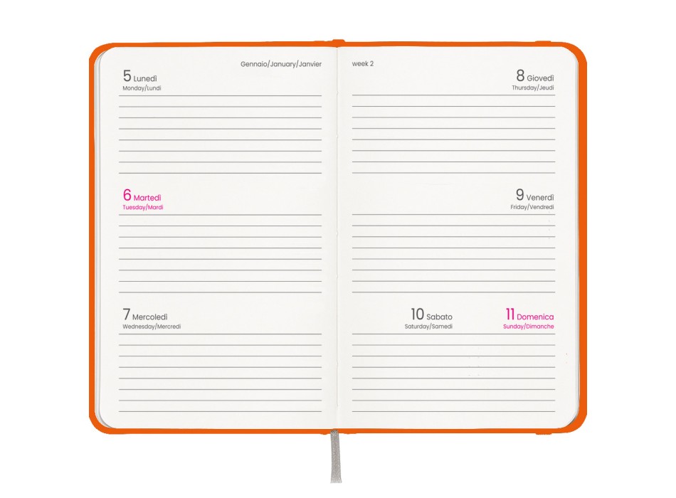 Agenda tascabile settimanale 2026, copertina rigida in cartoncino laminato FullGadgets.com