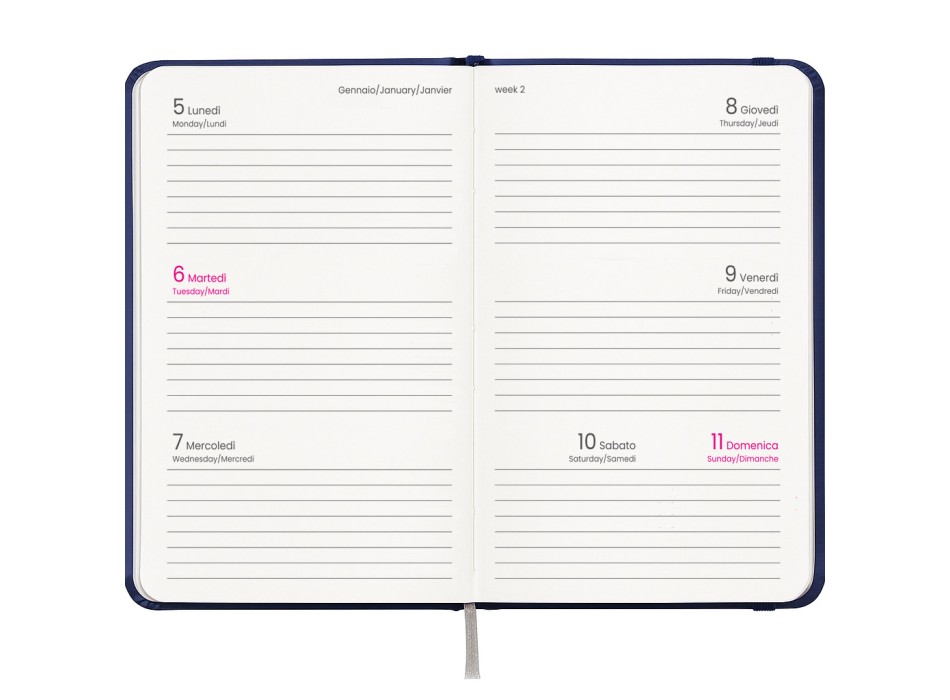 Agenda tascabile settimanale 2026, copertina rigida in cartoncino laminato FullGadgets.com