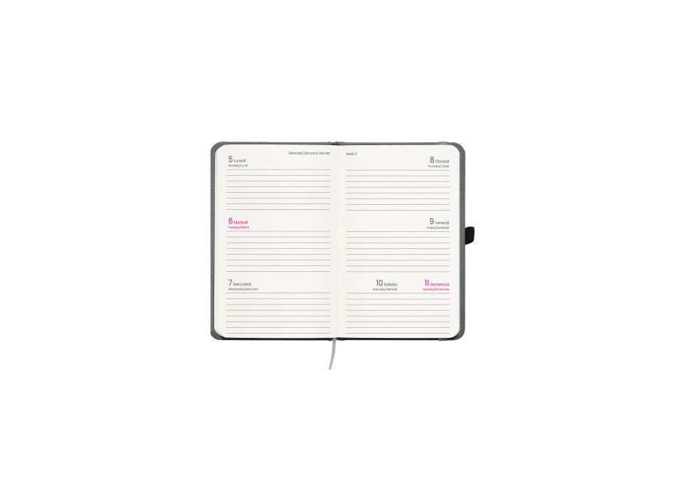 Agenda tascabile settimanale 2026, copertina rigida in PET riciclato con effetto mélange FullGadgets.com