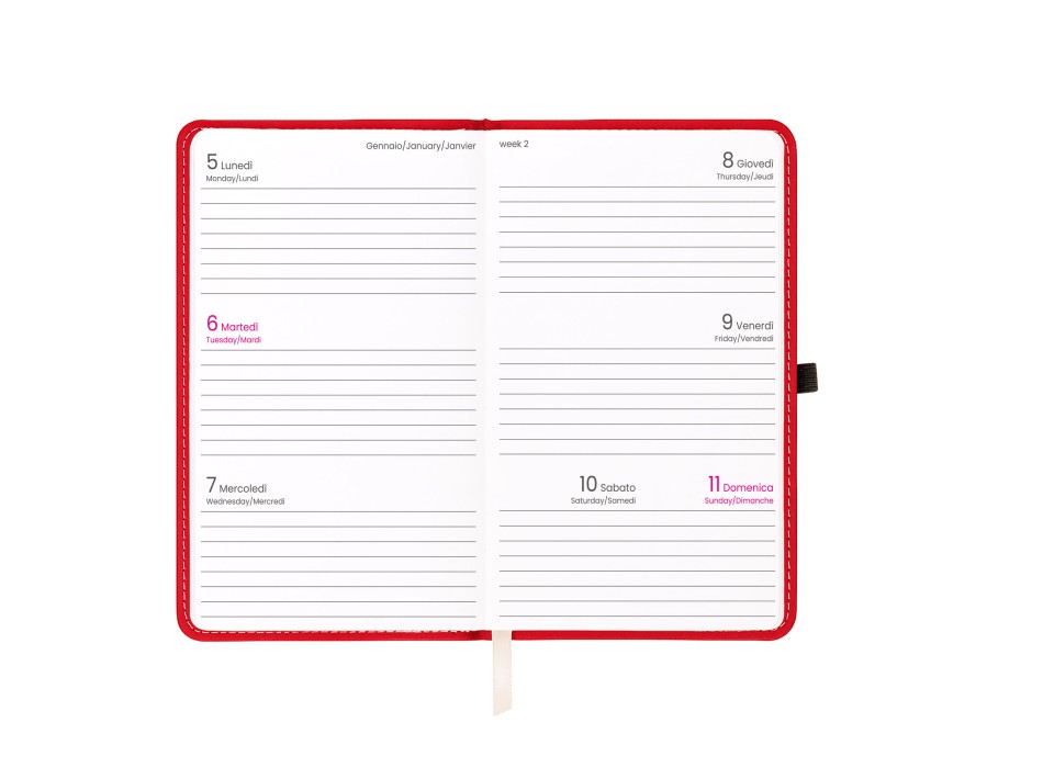 Agenda tascabile settimanale 2026, copertina rigida in PU termovirante con impuntura FullGadgets.com