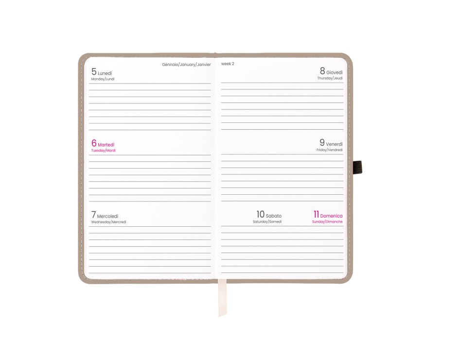 Agenda tascabile settimanale 2026, copertina rigida in PU termovirante con impuntura FullGadgets.com