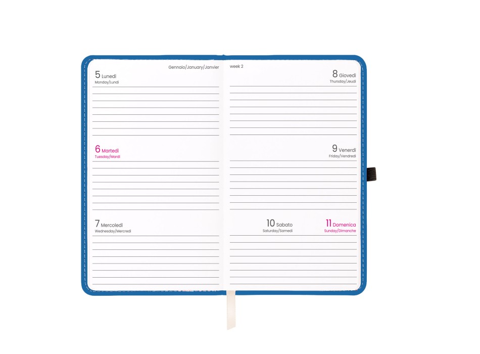 Agenda tascabile settimanale 2026, copertina rigida in PU termovirante con impuntura FullGadgets.com