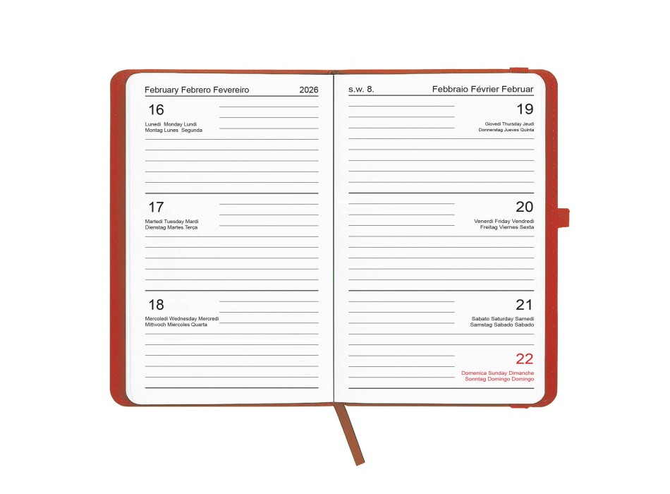 Agenda tascabile settimanale 2026, copertina rigida in PU termovirante con impuntura FullGadgets.com