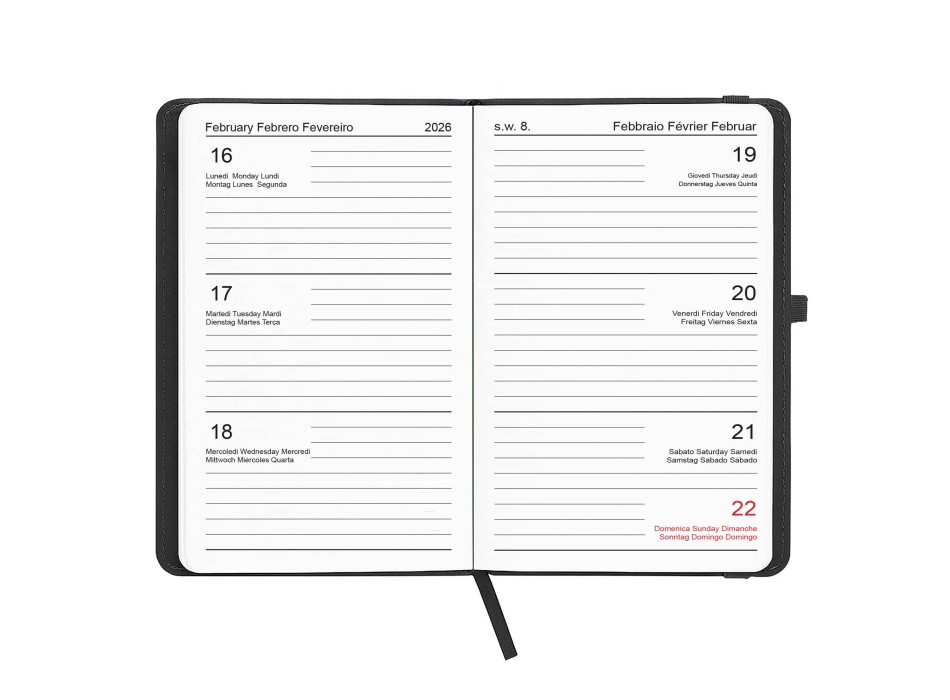 Agenda tascabile settimanale 2026, copertina rigida in PU termovirante con impuntura FullGadgets.com